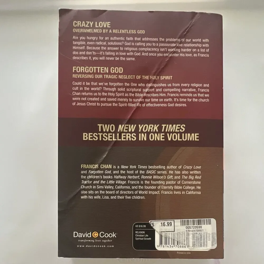 Francis Chan Crazy Love / Forgotten God 2-in-1 Paperback David C Cook Christian
